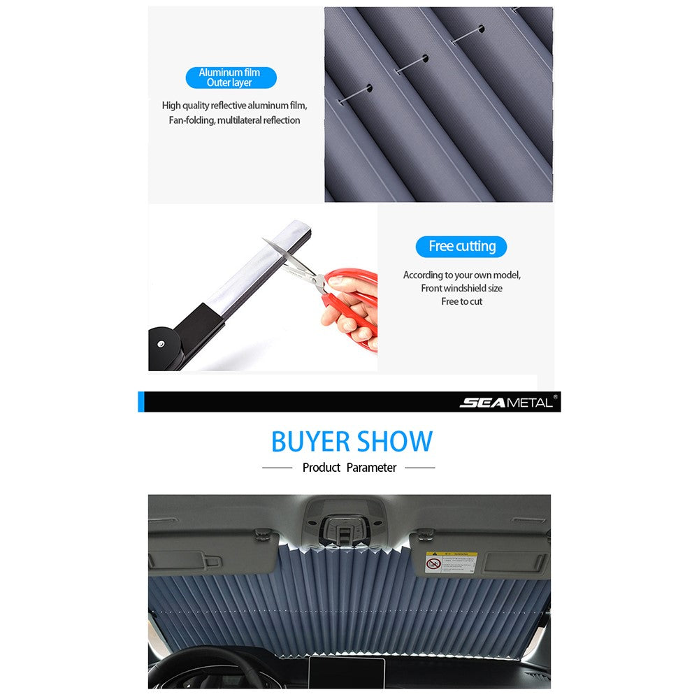 R-8043 70cm Car Front Window Sunshade Cover Retractable Windshield Sun Visor