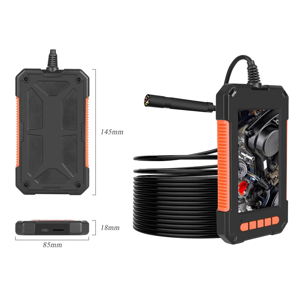 P40 5m Hard Wire 4.3 inch Screen 8mm HD 1080P Hand-held Industrial Endoscope Borescope Rechargeable Waterproof 8-LED Inspection Camera