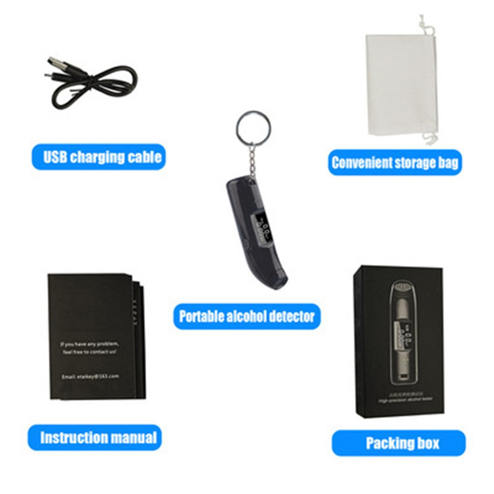 S1216 Portable Breath Blowing Alcohol Tester Detector Non-contact Rechargeable Drunk Driving Breathalyzer