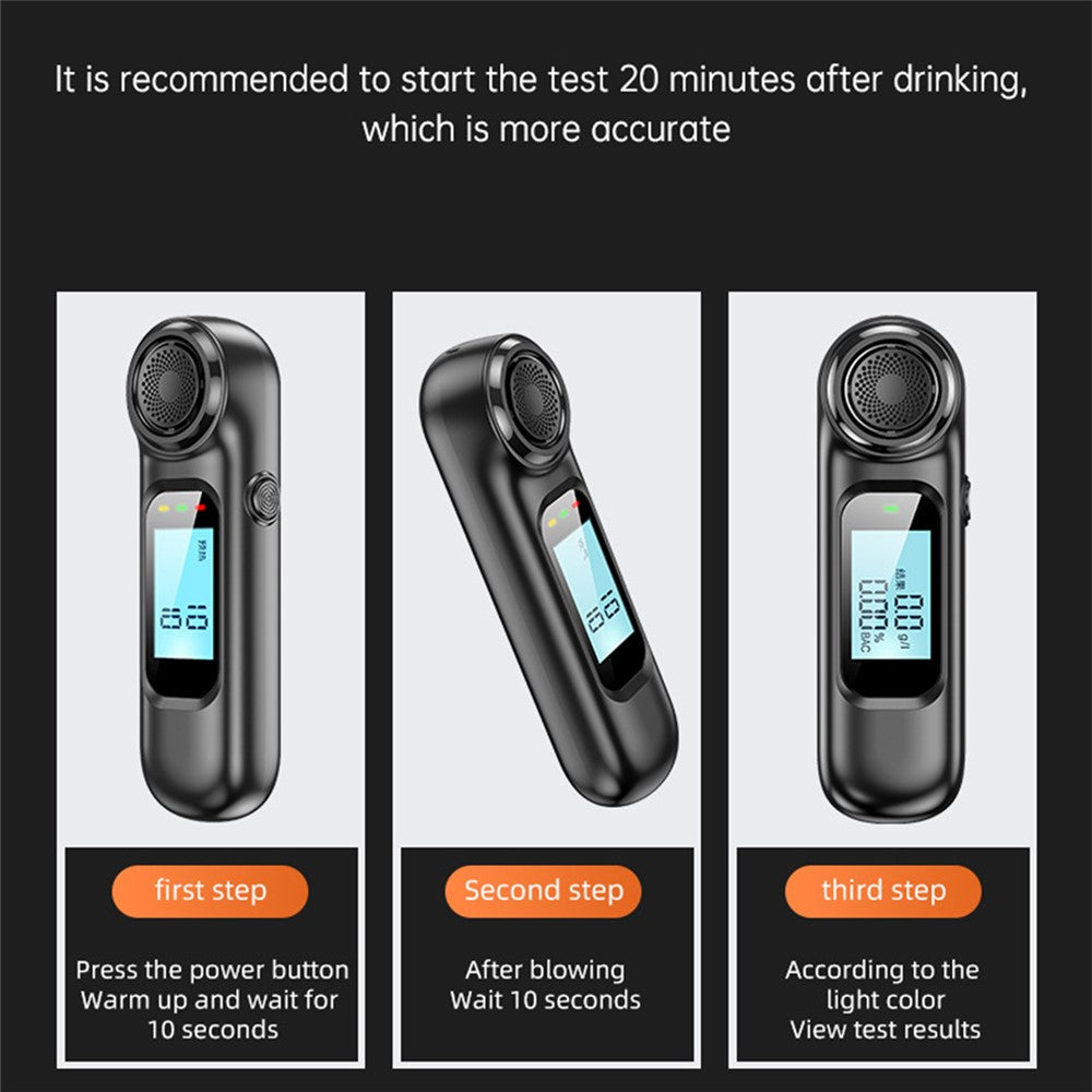 AM01 High Precision LCD Screen Breath Blowing Alcohol Concentration Tester USB Charging Non-contact Drunk Driving Breathalyzer Detector