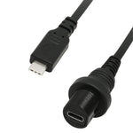 1 m USB C 2.0 Forlængerkabel Han til Hun-adapterkabel til instrumentbræt til stationær computer Understøtter opladning og datasynkronisering