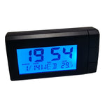 2-i-1 Blå baggrundsbelysning Bil LCD Digitalt ur Temperaturdisplay Termometer Elektronisk ur Bildekoration