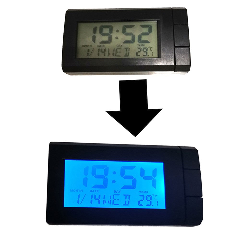 2-i-1 Blå baggrundsbelysning Bil LCD Digitalt ur Temperaturdisplay Termometer Elektronisk ur Bildekoration