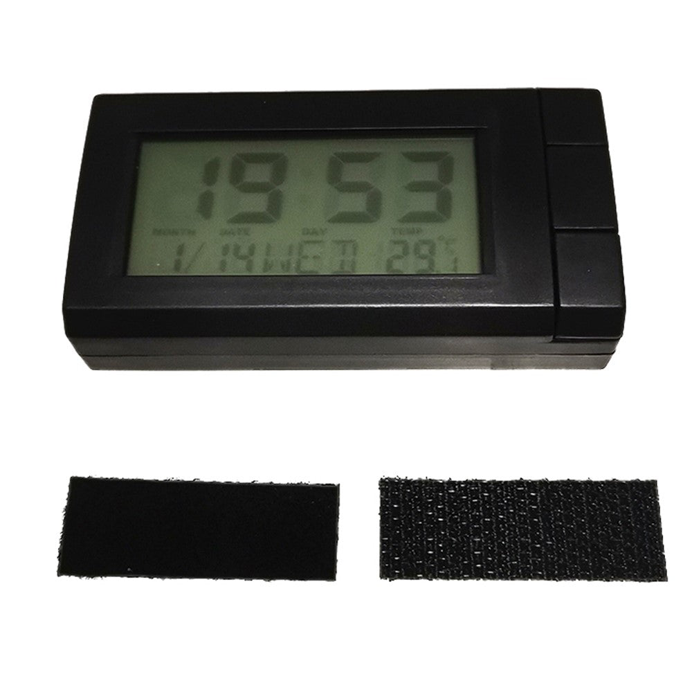 2-i-1 Blå baggrundsbelysning Bil LCD Digitalt ur Temperaturdisplay Termometer Elektronisk ur Bildekoration