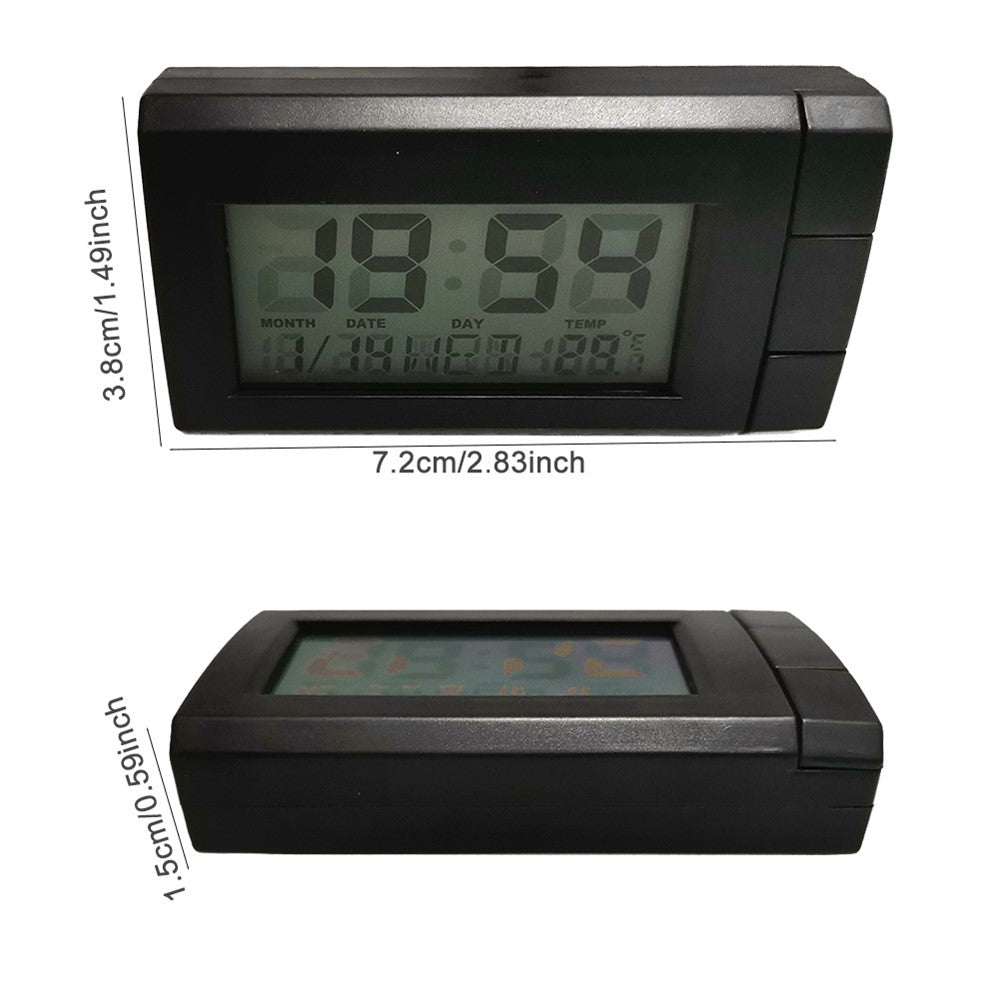 2-i-1 Blå baggrundsbelysning Bil LCD Digitalt ur Temperaturdisplay Termometer Elektronisk ur Bildekoration