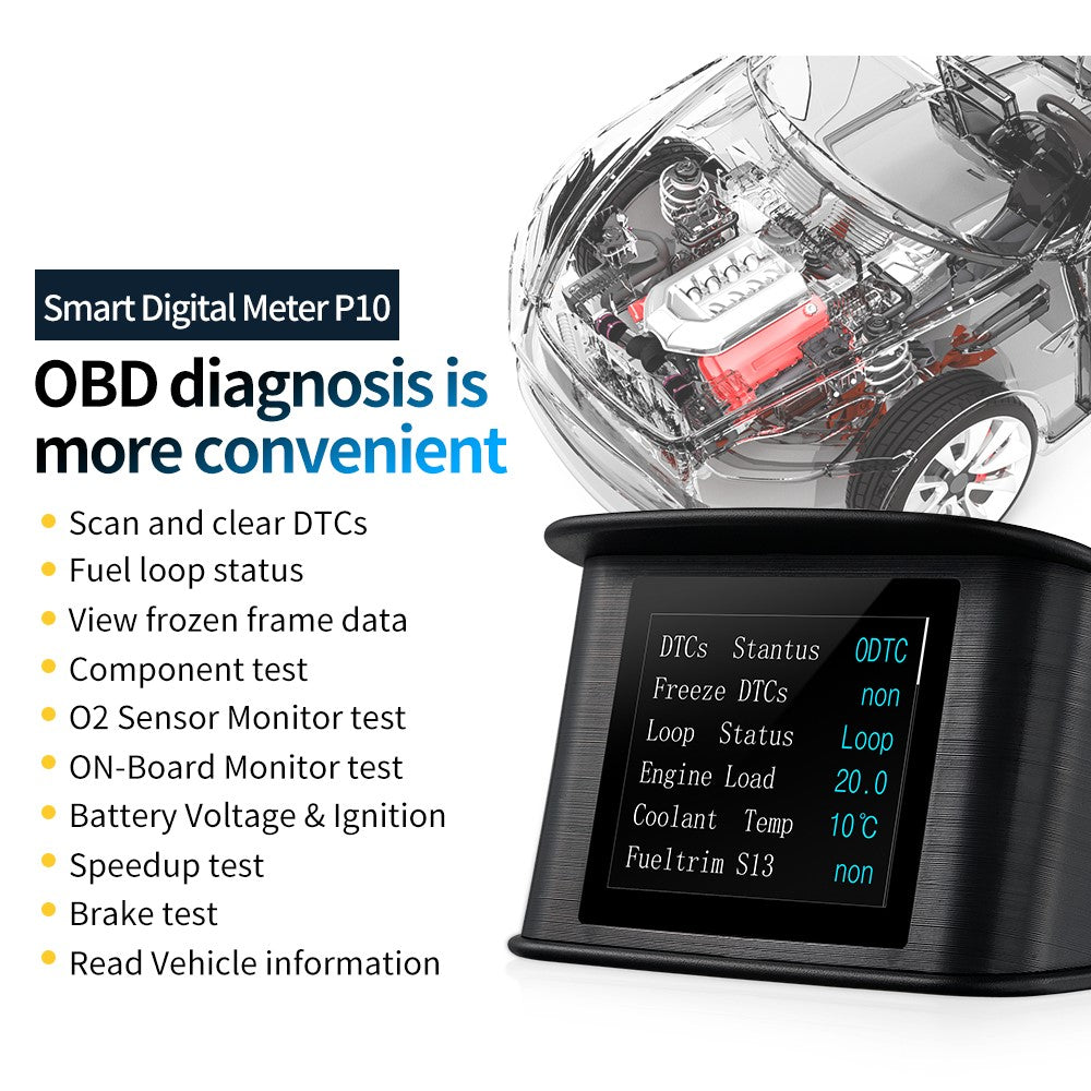 P10 Bil Digitalt Speedometer Head-Up Display On-board Computer Brændstofforbrug Automatisk Elektronisk Tilbehør
