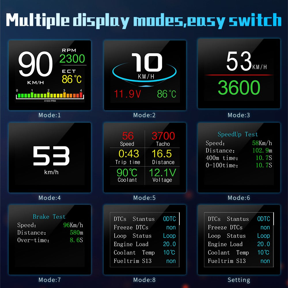 P10 Bil Digitalt Speedometer Head-Up Display On-board Computer Brændstofforbrug Automatisk Elektronisk Tilbehør