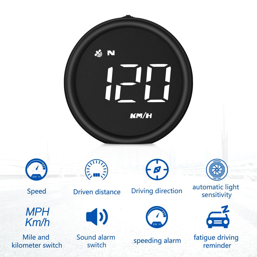 G1 elektronisk biltilbehør HUD Head Up Display GPS digitalt speedometer advarsel ved overskridelse af hastighed forrude-projektor