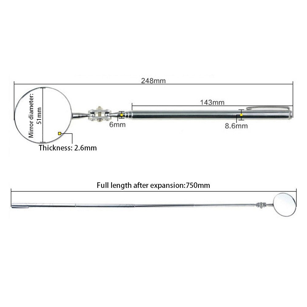 51cm Portable Telescopic Inspection Mirror Car Angle View Tool Repair Detection Hand Tool