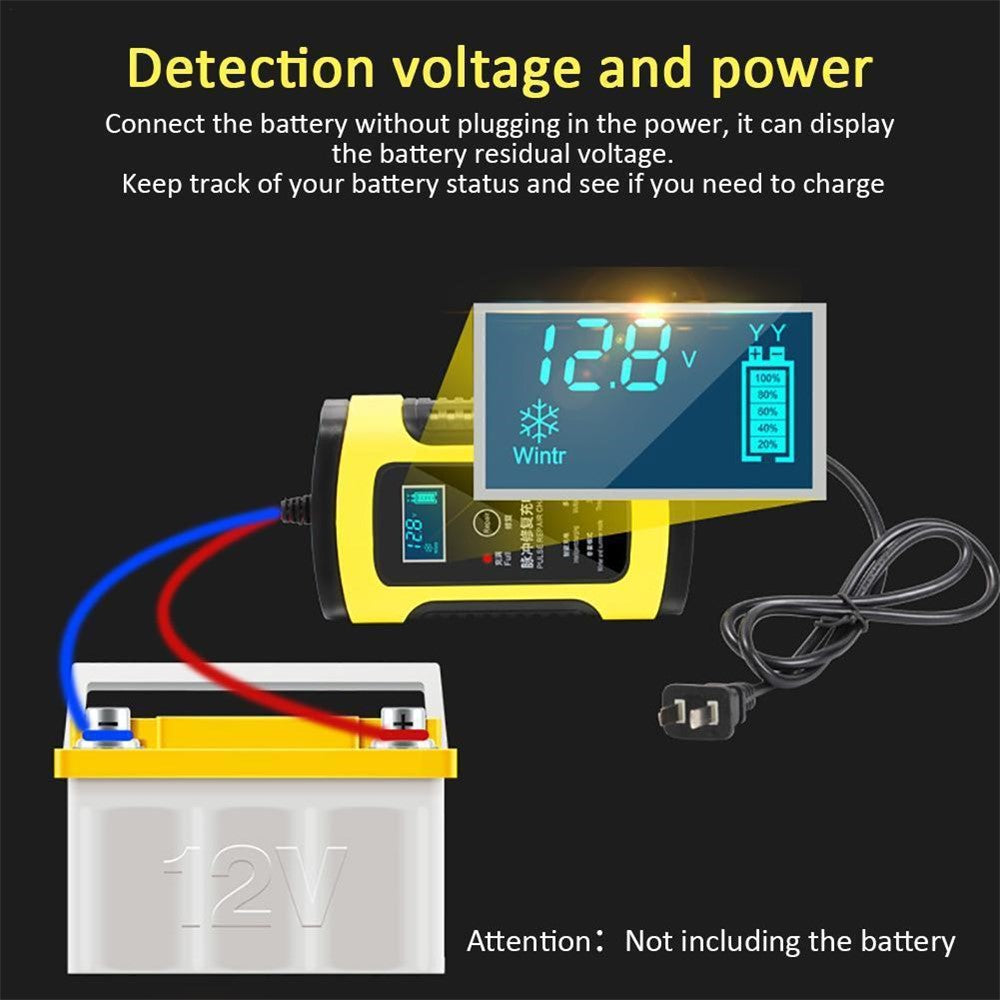 12V batterilader, intelligent universel batteriholder til reparation af blybatterier med digitalt display til motorcykler og biler