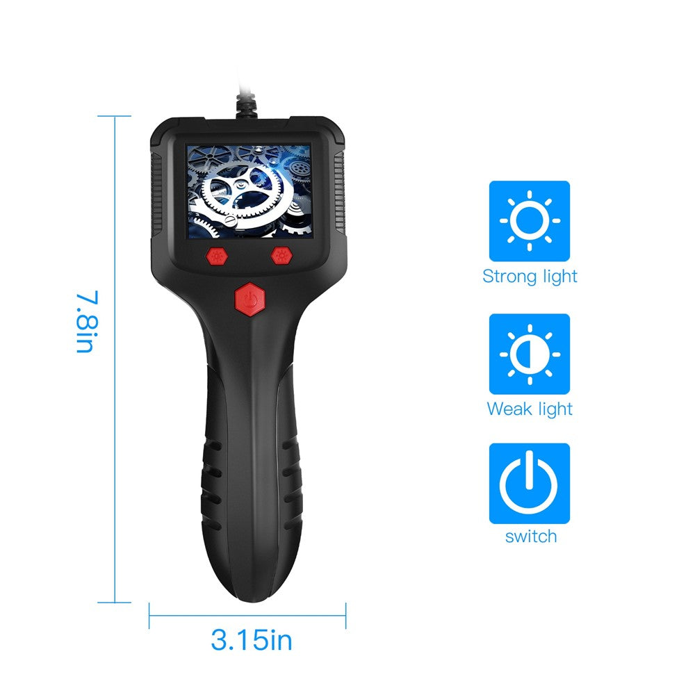 P100 2m Rigid Cable, 6-LED Pipe Inspection Borescope 8mm Lens 2.4 Inch IPS Screen HD 1080P Industrial Endoscope Camera