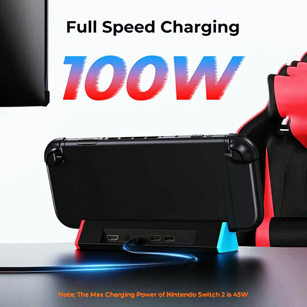 For Nintendo Switch 2 Docking Station 4K / 120Hz HD 2.1 Extension Hub with USB 3.0 and LAN Port