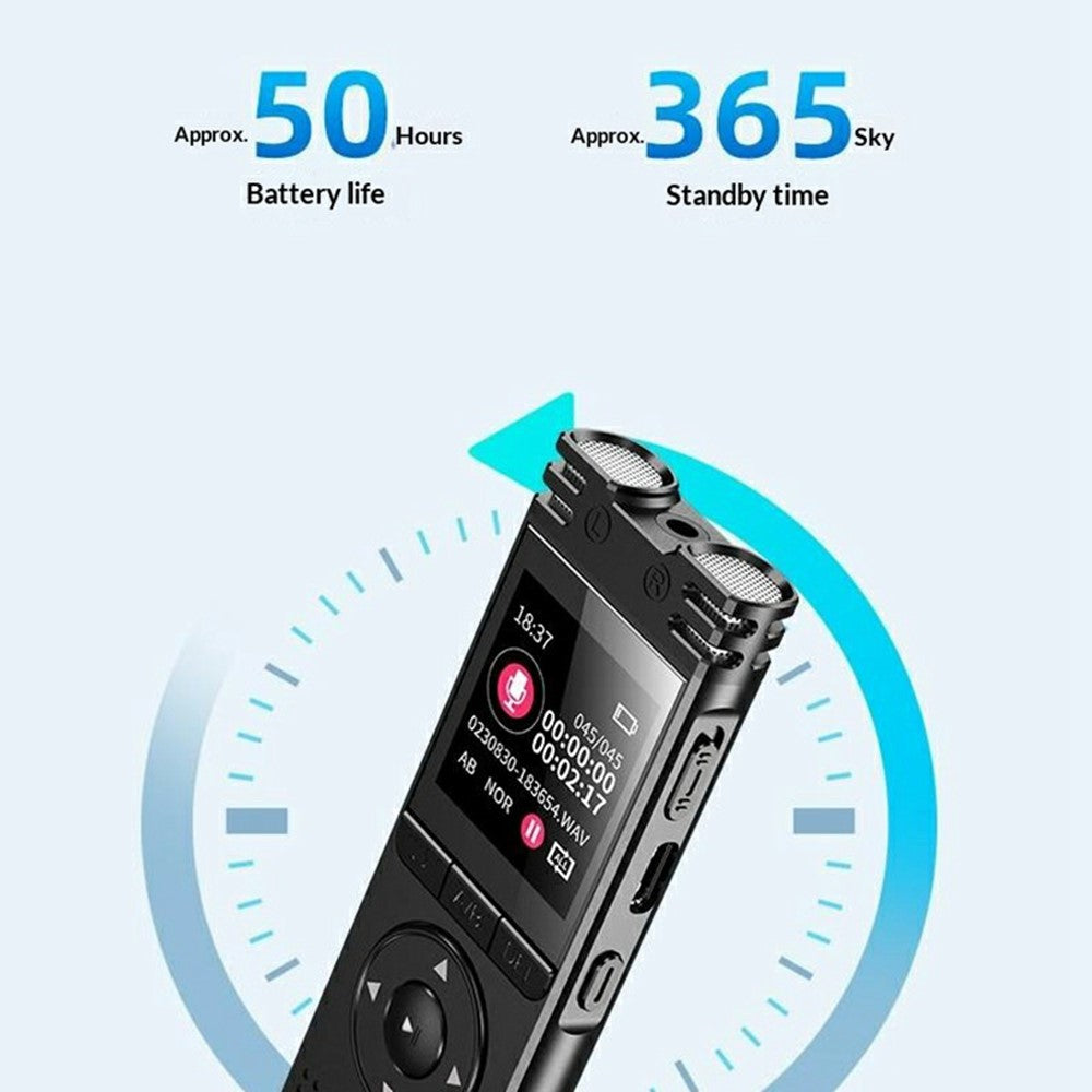8828 Portable Noise Reduction Voice Recorder 6D Mic 360° Pickup Recording Pen with MP3 Function for Students Meetings