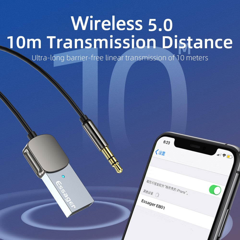 ESSAGER EB01 Bluetooth-kompatibel Billydskabel Sender Trådløs Modtager Bil AUX 3,5 mm Jack-adapterkabel