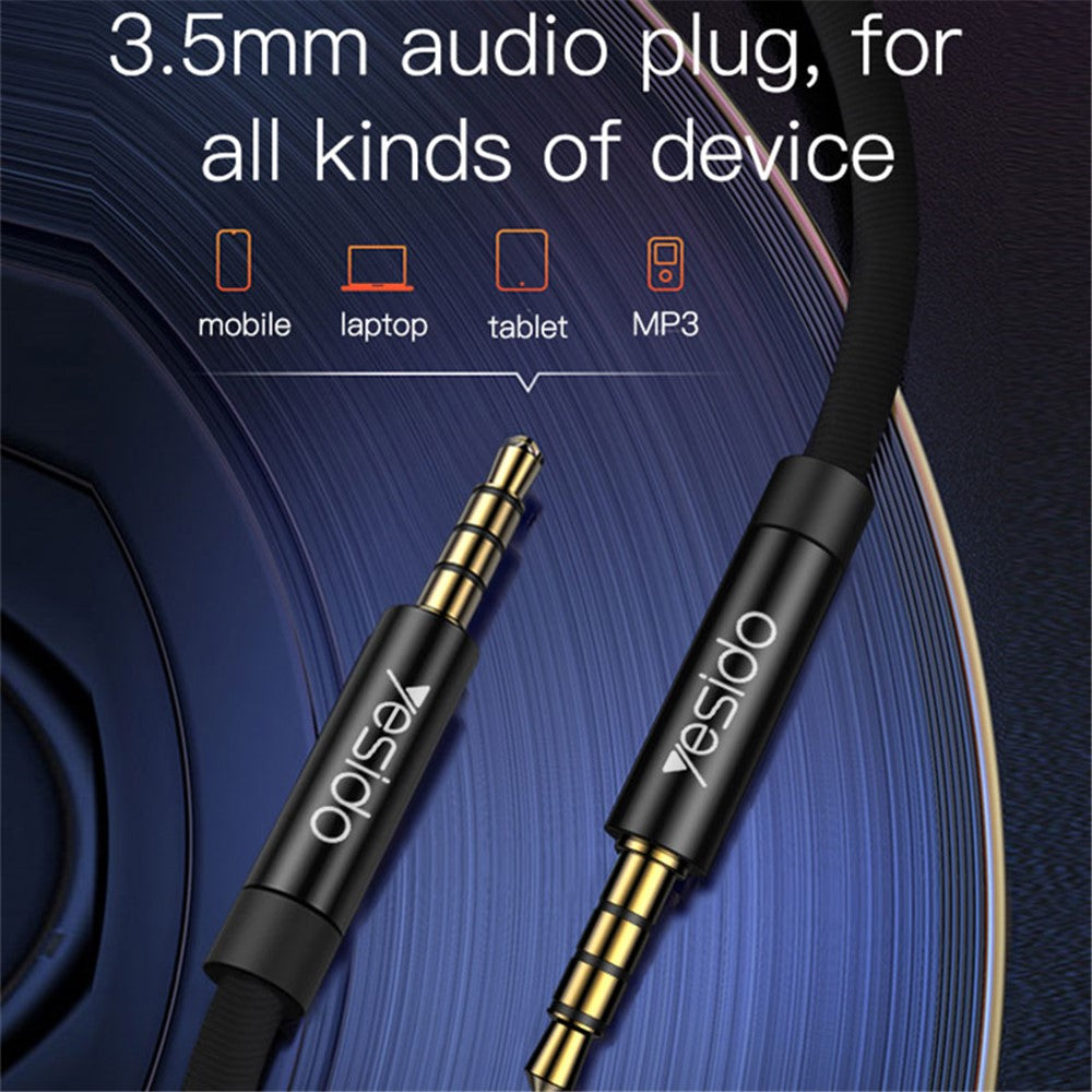 YESIDO 3m YAU16 AUX-lydkabel uden sammenfiltring, 3,5 mm hanstik til hanstik, AUX-kabel