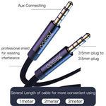 YESIDO 3m YAU16 AUX-lydkabel uden sammenfiltring, 3,5 mm hanstik til hanstik, AUX-kabel