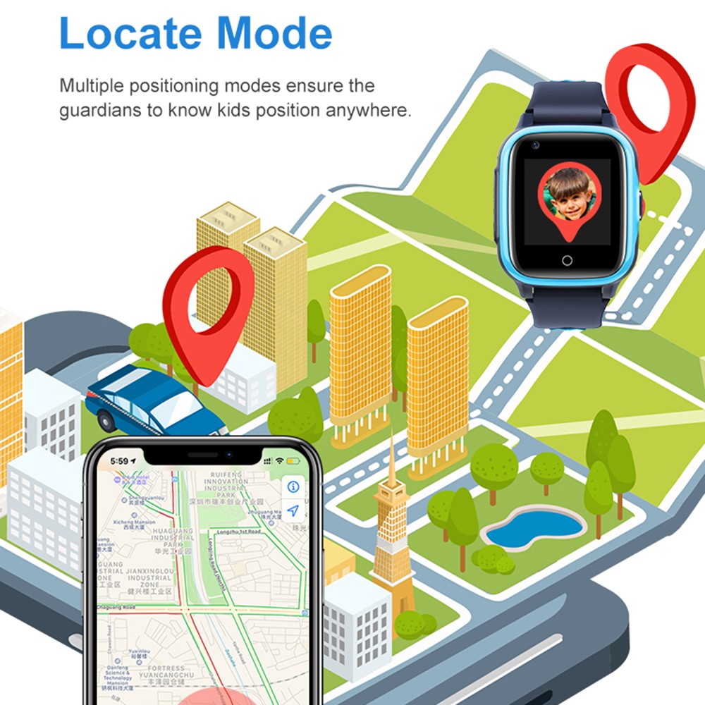 D31 Android 8.1 4G 1+8G Phone Watch Children GPS Tracker Voice Call SOS Function Kids Smart Watch