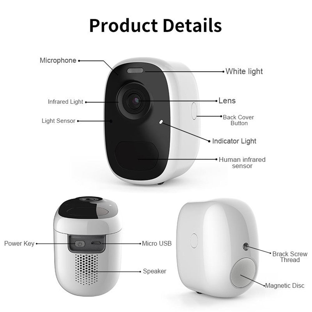 HUBVIEW CG1 2MP Wireless Camera WiFi Surveillance Cam Remote Monitor, without Memory Card