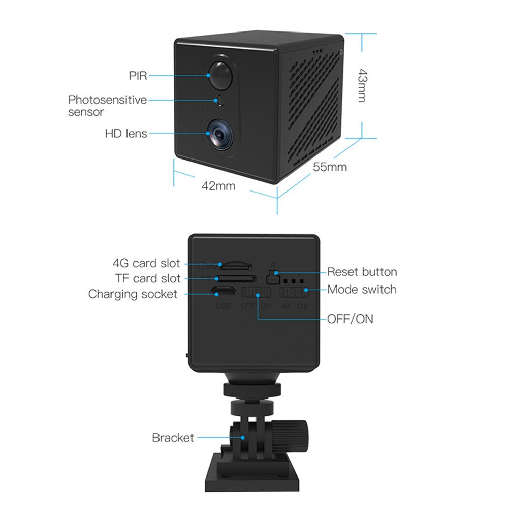 4G 3MP Home Security Camera Wireless Two-Way Talk Night Vision Camera (APP: Okam), No Memory Card