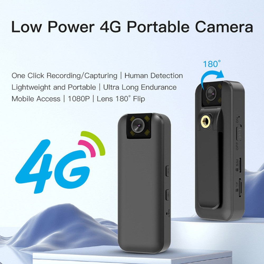 180 Degree Flip Lens Human Detection Night Vision 4G Mini Pocket Camera (APP: OKAM), No Memory Card