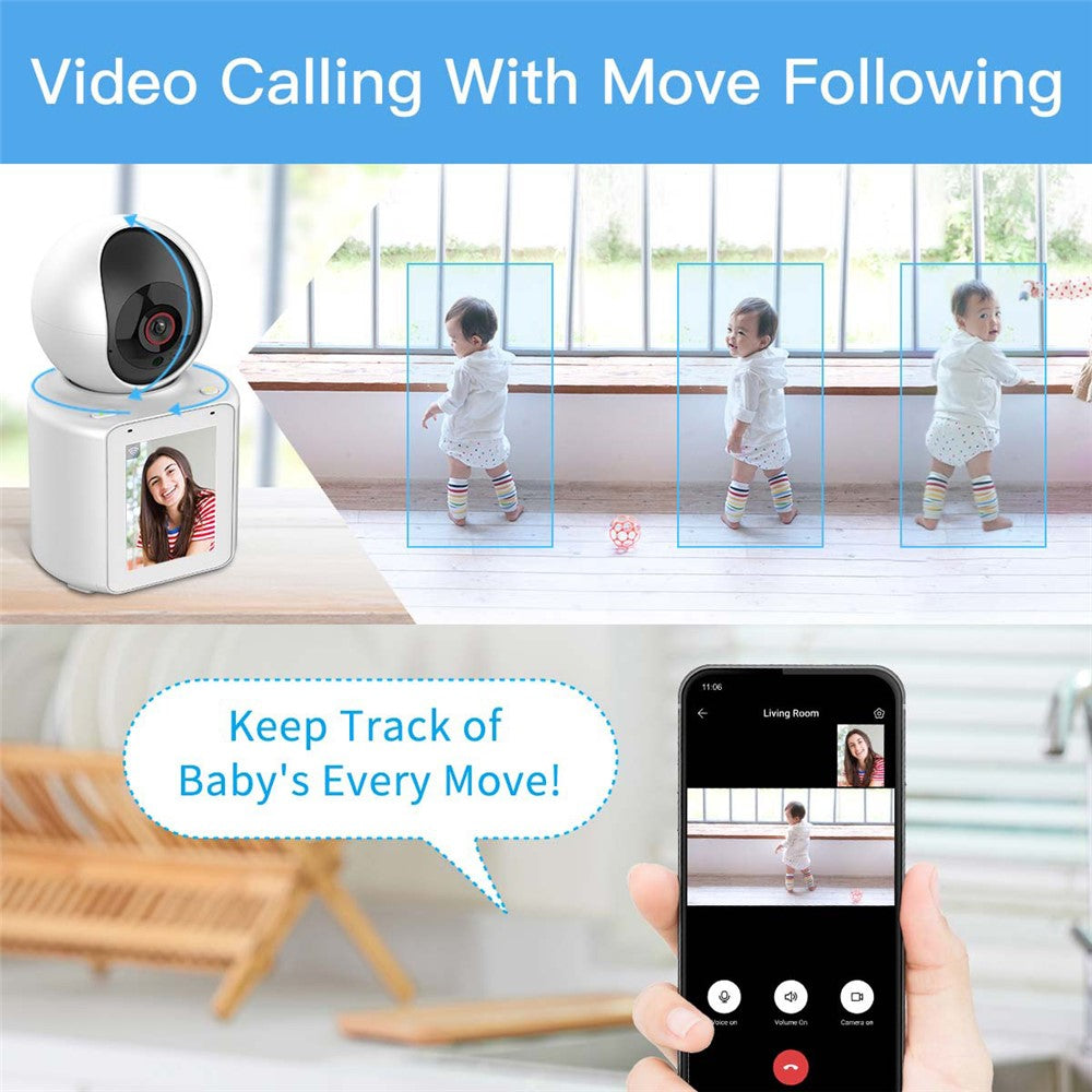 3MP Home Security Camera HD Pan Tilt Pet Baby Monitor Night Vision Two-Way Audio Function (Without Memory Card)