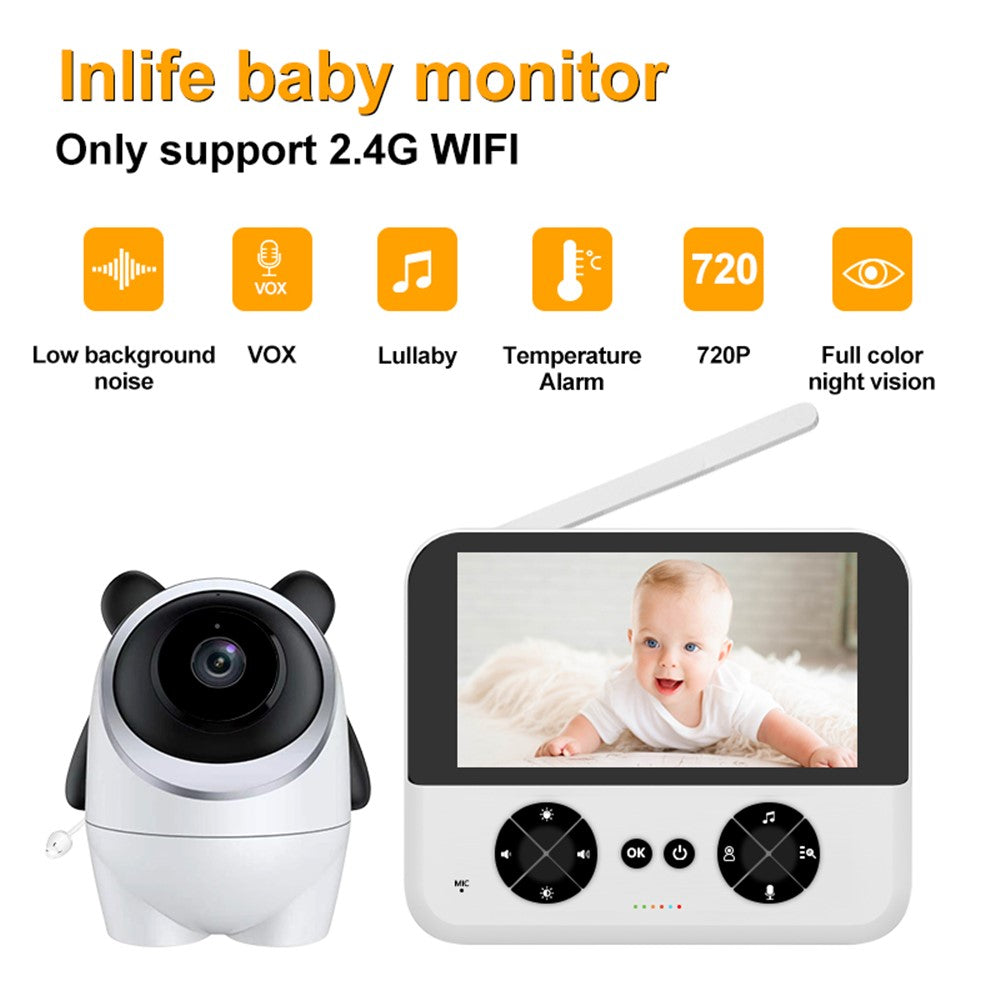 C5X 4,3-tommers IPS-skærm babyalarm med 2-vejs lyd, 355-graders rotation og HD-videokamera til babyovervågning