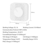 6-in-1 Tuya WiFi Air Quality Detector PM2.5 / Formaldehyde / VOC / CO2 / Temperature / Humidity Tester