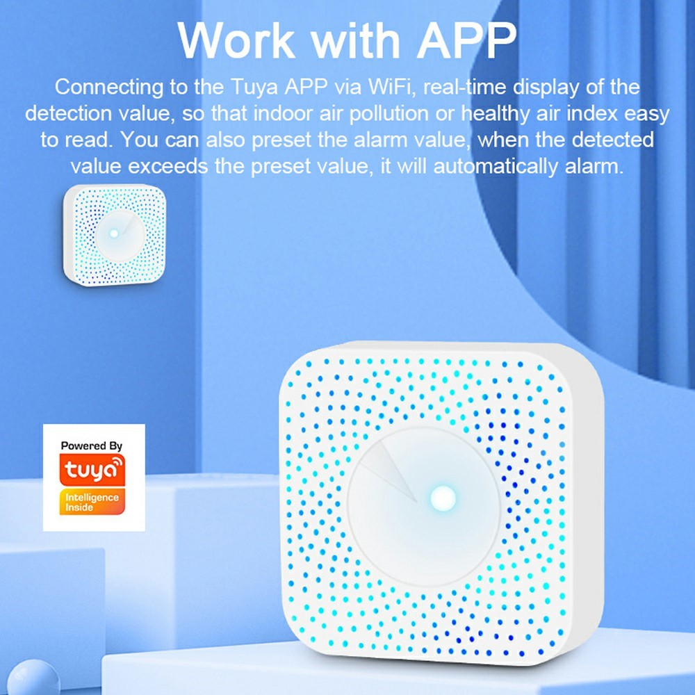 6-in-1 Tuya WiFi Air Quality Detector PM2.5 / Formaldehyde / VOC / CO2 / Temperature / Humidity Tester