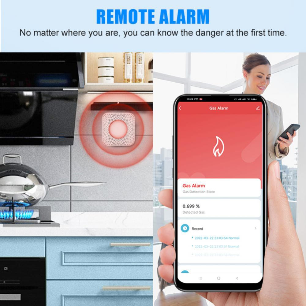 Tuya Smart Gaslarm WiFi Brännbar Naturgas Läckagedetektor Hem Säkerhetssensor