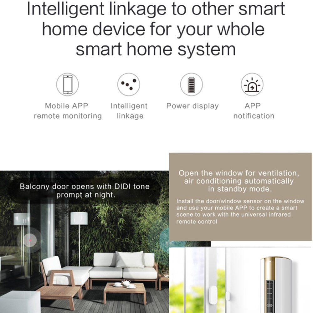 Tuya Smart WiFi Door Sensor Smart Home Open Close Detector Compatible with Alexa Google Home