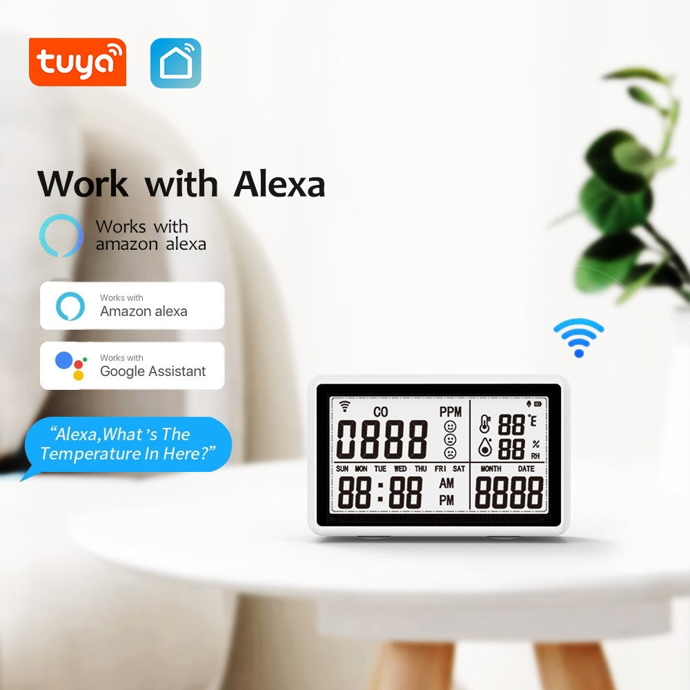 Tuya WiFi 3-in-1 Carbon Monoxide Temperature Humidity Detector CO Alarm Device