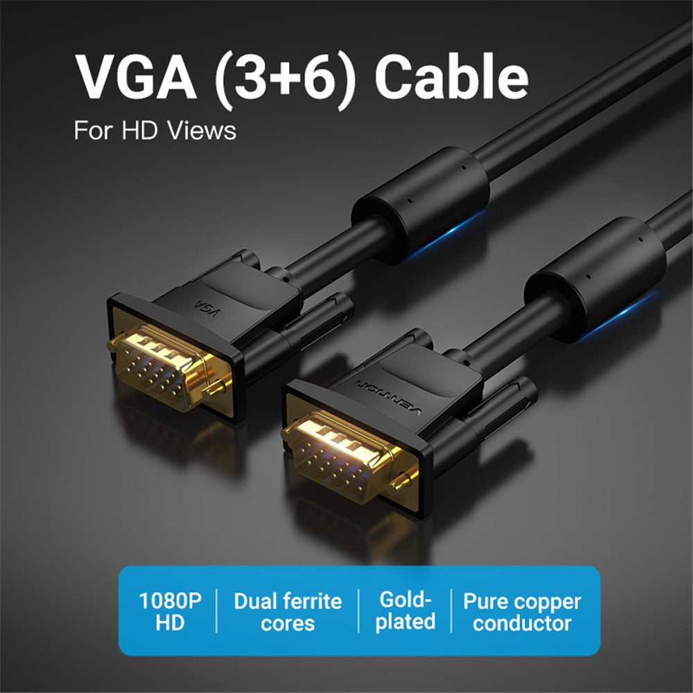 VENTION DAEBI 3m 1080P 60Hz VGA to VGA (3+6) Cable Male to Male Gold Plated Connector Wire