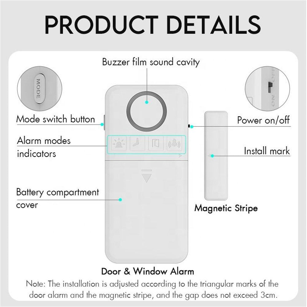 D100 130dB Door Window Alarm Wireless Magnetic Anti Theft Detector for Home Store
