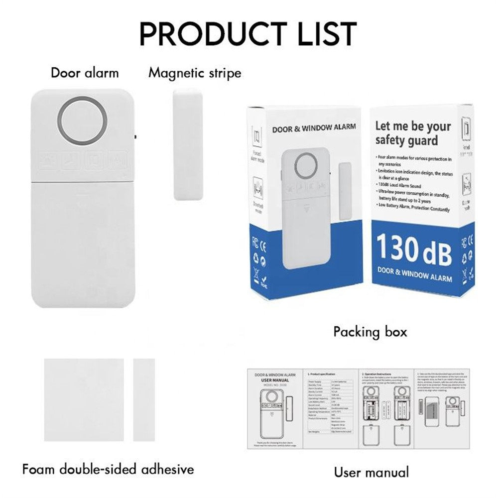D100 130dB Door Window Alarm Wireless Magnetic Anti Theft Detector for Home Store