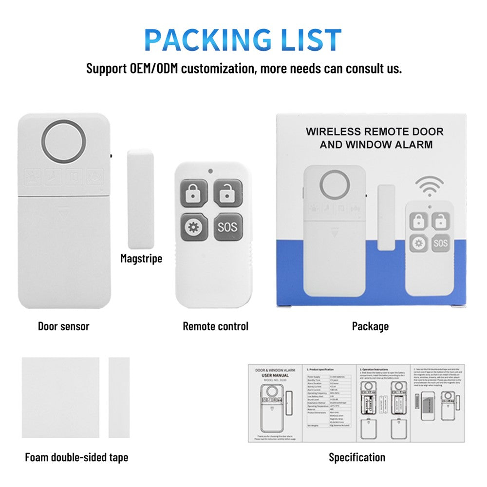DR100 Security Alarm Remote Control Magnetic Sensor 130dB Home Anti-Theft System Wireless Protection Device