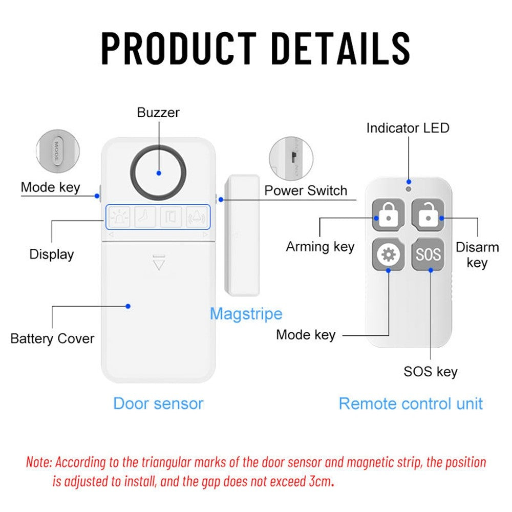 DR100 Security Alarm Remote Control Magnetic Sensor 130dB Home Anti-Theft System Wireless Protection Device