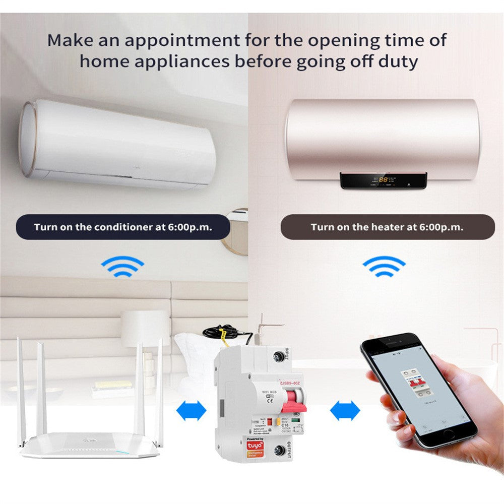 1P 125A Tuya Smart Home WiFi Circuit Breaker Remote Control Cloud-Managed Intelligent Switch