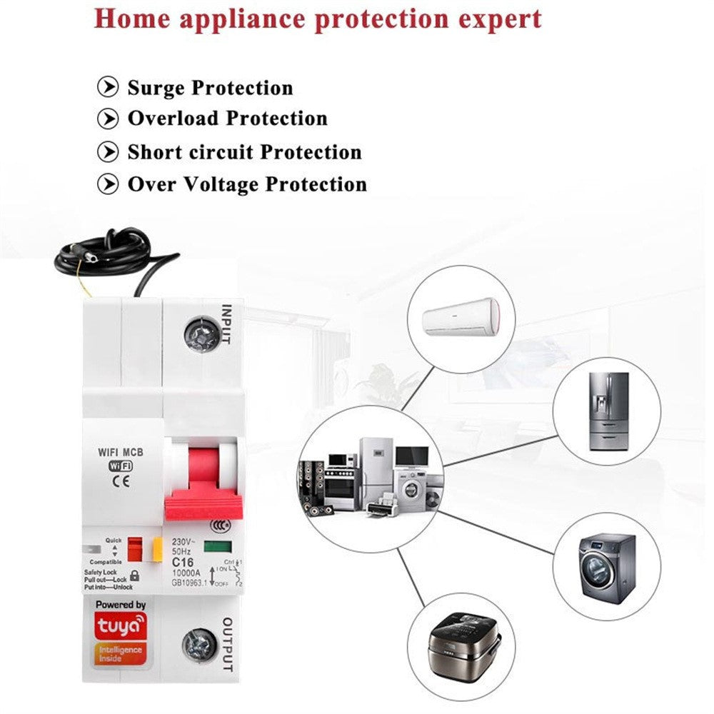 1P 125A Tuya Smart Home WiFi Circuit Breaker Remote Control Cloud-Managed Intelligent Switch