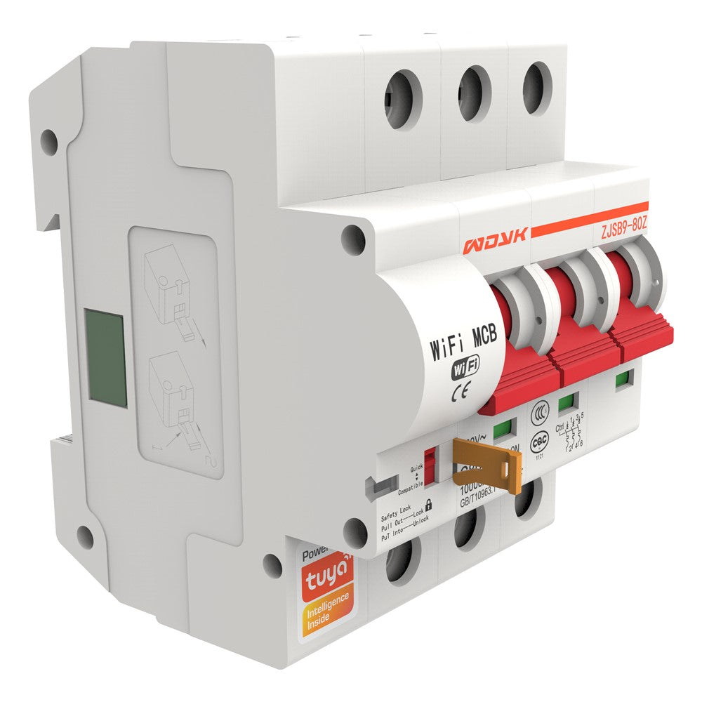 WDYK 10A - 80A 3P Tuya Smart WiFi Circuit Breaker Remote Control Intelligent Switch for Smart Home Automation