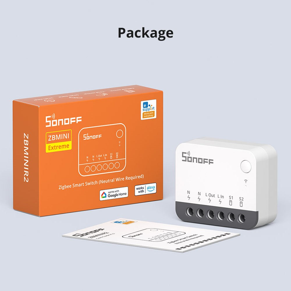 SONOFF ZBMINIR2 Zigbee Smart Switch Fjernbetjening Stemmeaktiveret Timer Modul