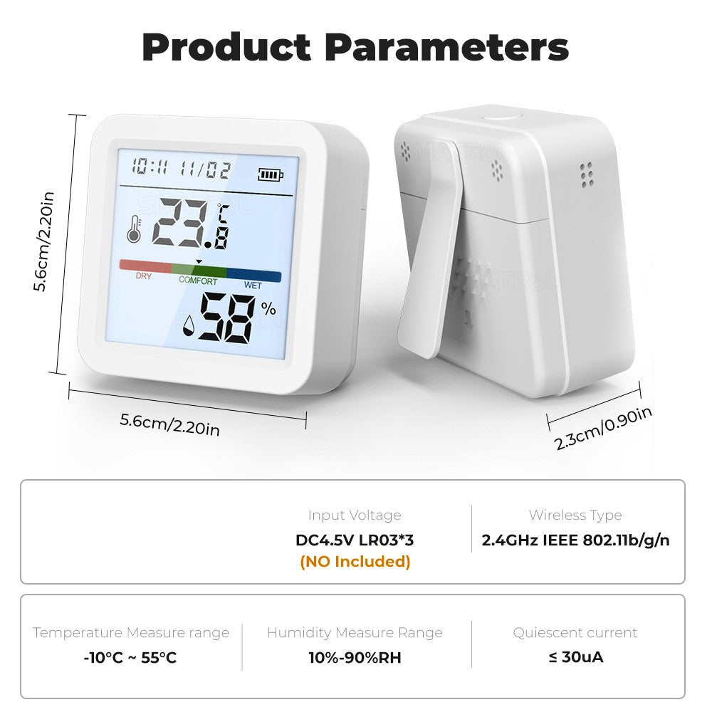 WSD017 Tuya Zigbee Smart Temperature Humidity Detector Real Time Monitoring Wireless Sensor