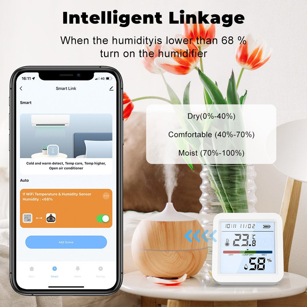 WSD017 Tuya Zigbee Smart Temperature Humidity Detector Real Time Monitoring Wireless Sensor