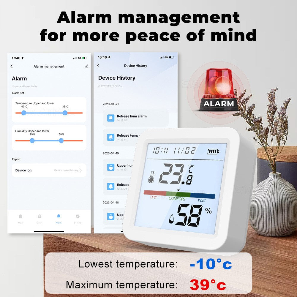 WSD017 Tuya Zigbee Smart Temperature Humidity Detector Real Time Monitoring Wireless Sensor