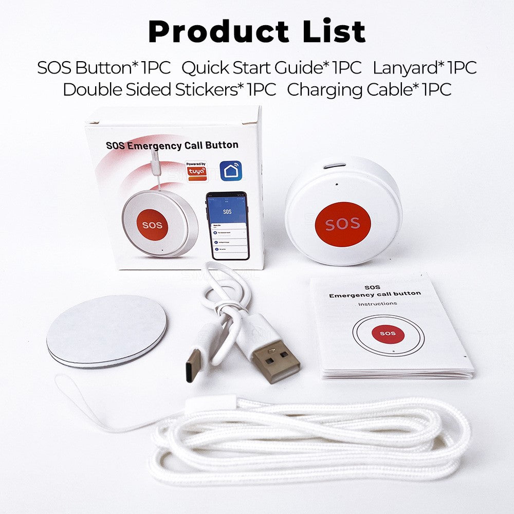 SMATRUL S0S001-WiFi SOS Button APP Remote Control Emergency Alert Tuya Smart Life Compatible