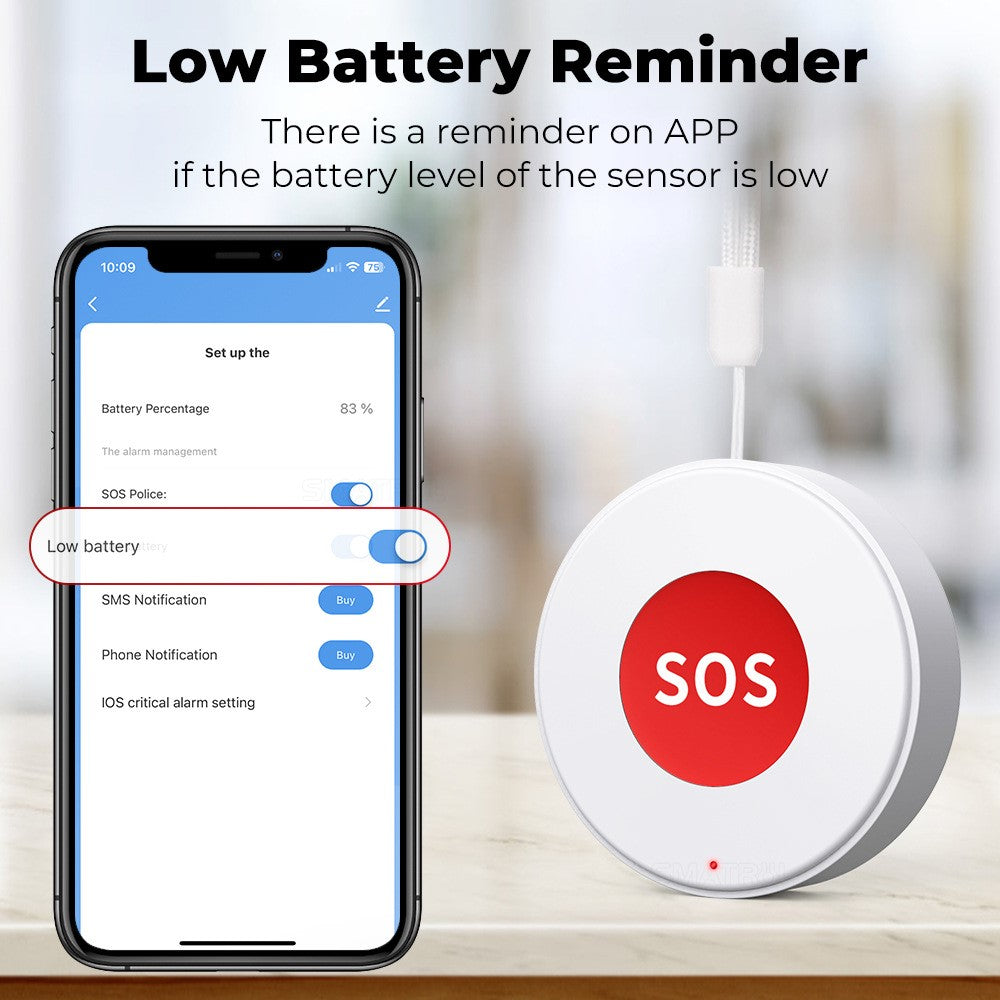 SMATRUL S0S001-WiFi SOS Button APP Remote Control Emergency Alert Tuya Smart Life Compatible