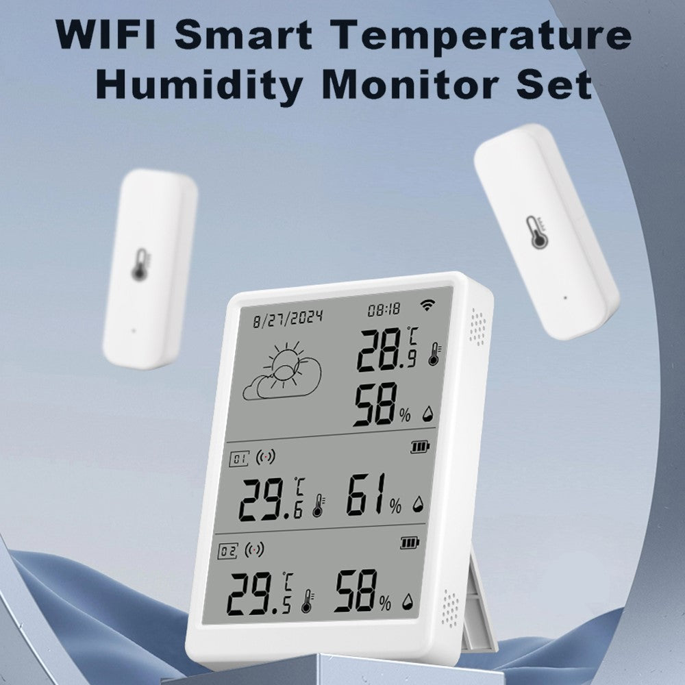 SMATRUL WSD023 WiFi RF Temperature Humidity Sensor LED Display Remote Control Smart APP Alarm Detector