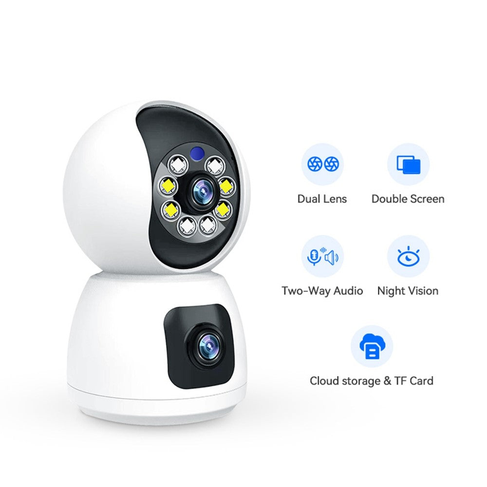 P221B Dual Lens Indoor Security Camera 2MP Two Way Audio 5X Digital Zoom Remote Monitoring Camera