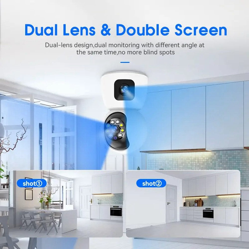 P221B Dual Lens Indoor Security Camera 2MP Two Way Audio 5X Digital Zoom Remote Monitoring Camera