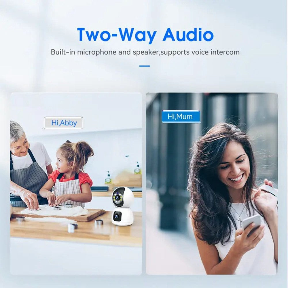 P221B Dual Lens Indoor Security Camera 2MP Two Way Audio 5X Digital Zoom Remote Monitoring Camera