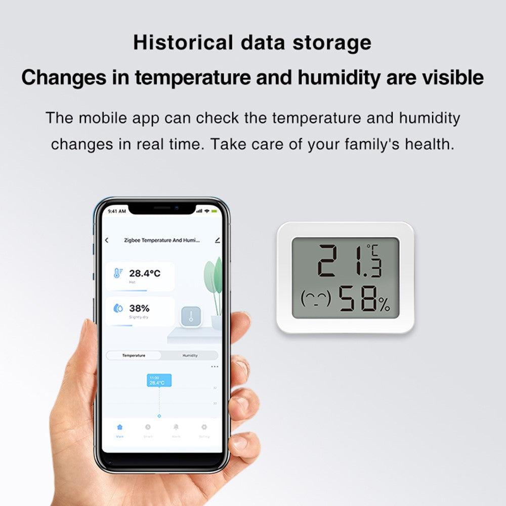 WSD500D Tuya Zigbee Smart Temperature Sensor Remote Monitoring LCD Display Humidity Detector